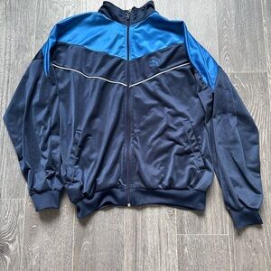 Vintage Puma Track Jacket XL Blue Navy Colorblock Retro 90s Full Zip